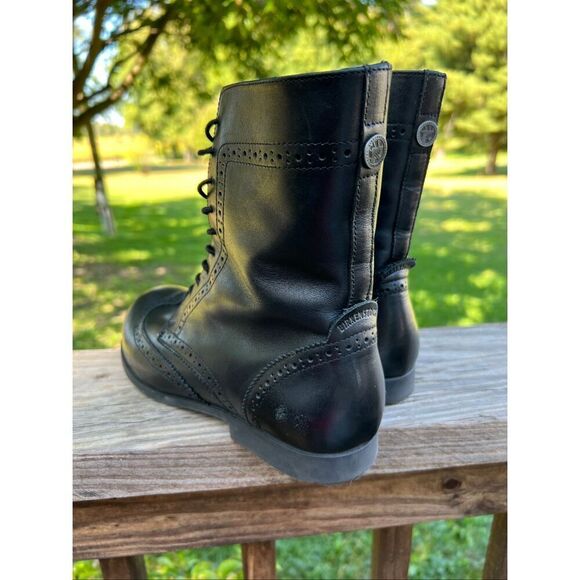 Birkenstock Laramie Black Natural Leather COMBAT Wingtip Boots - Picture 3 of 4